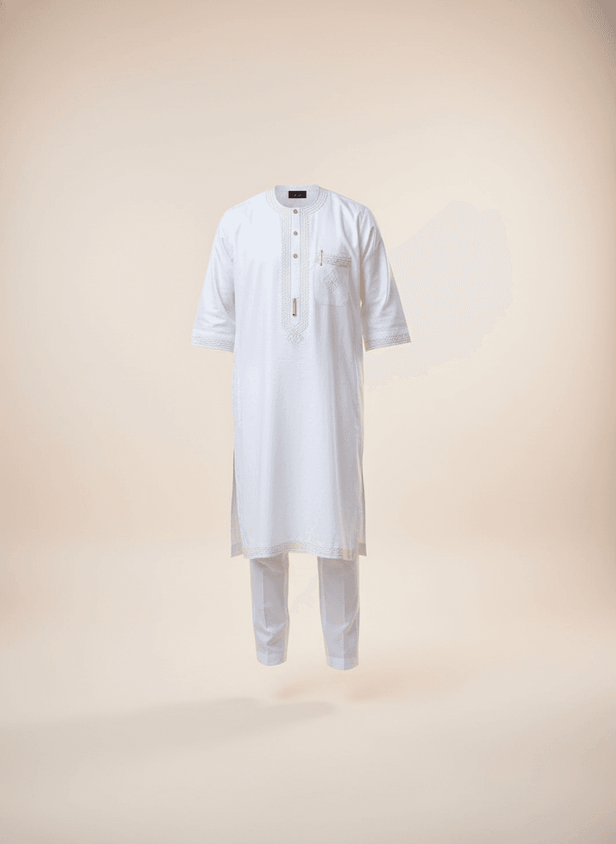 Crisp White Cotton Two-Piece Set