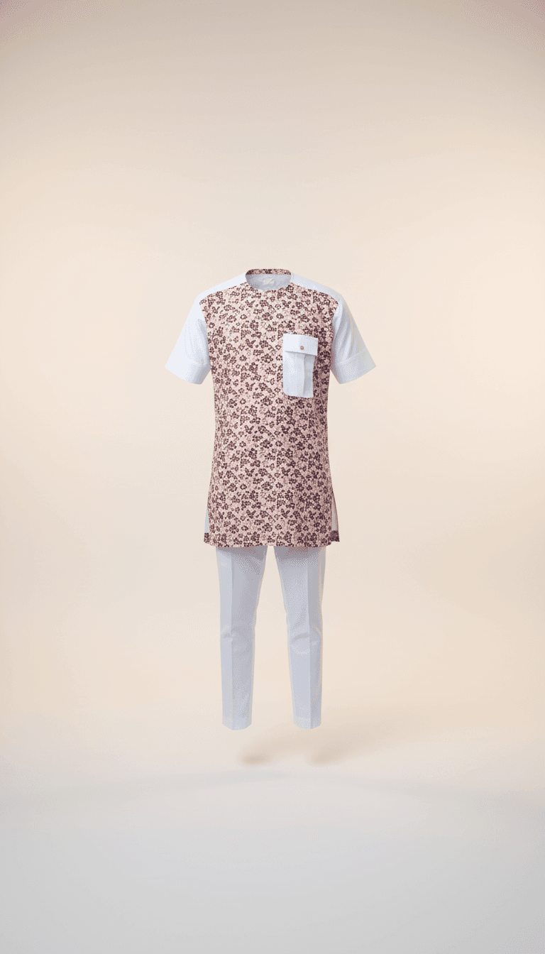 Light Tan Ankara Print Two-Piece Set