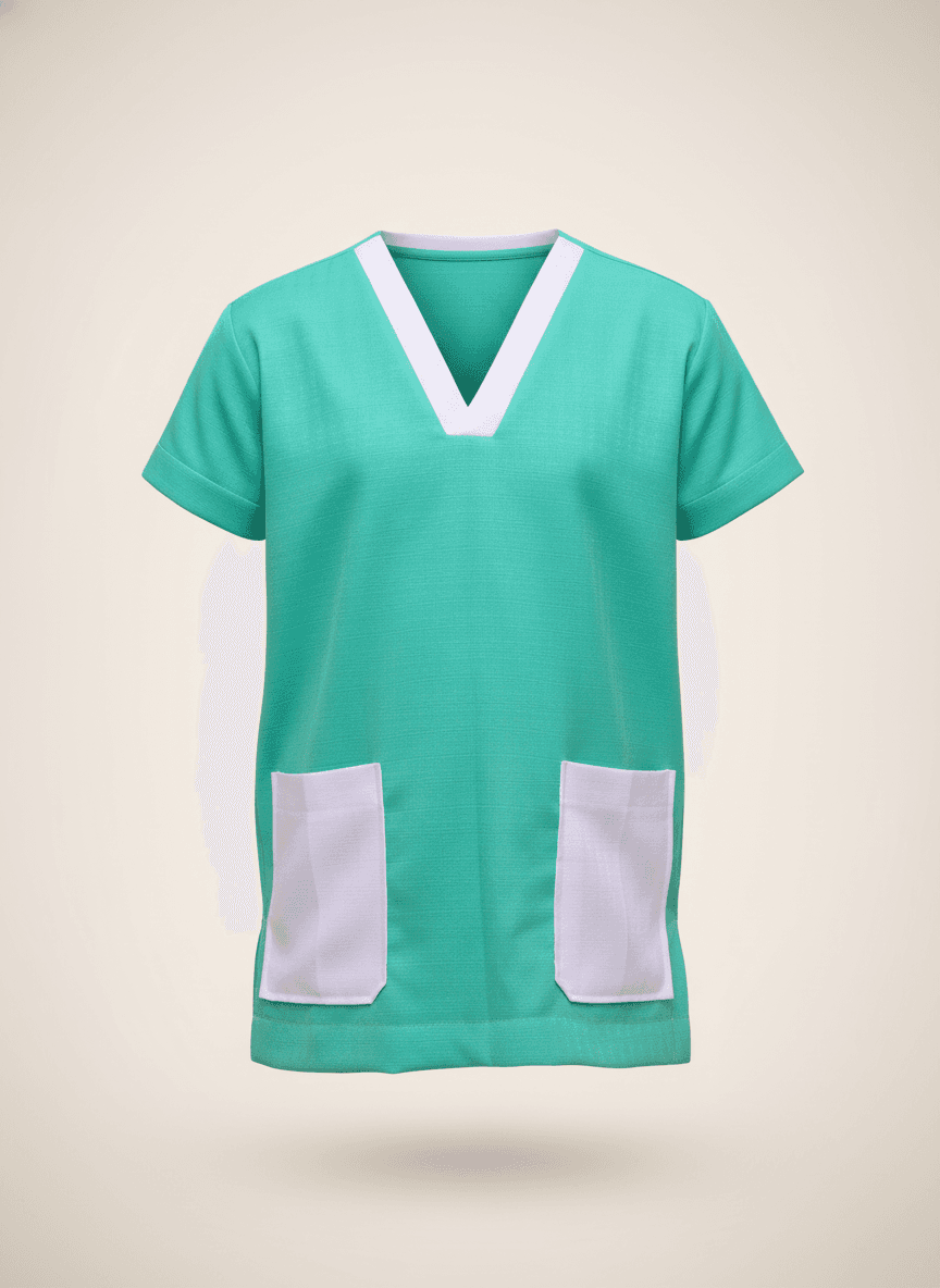 Mint Green Cotton Shirt with Pink Accents