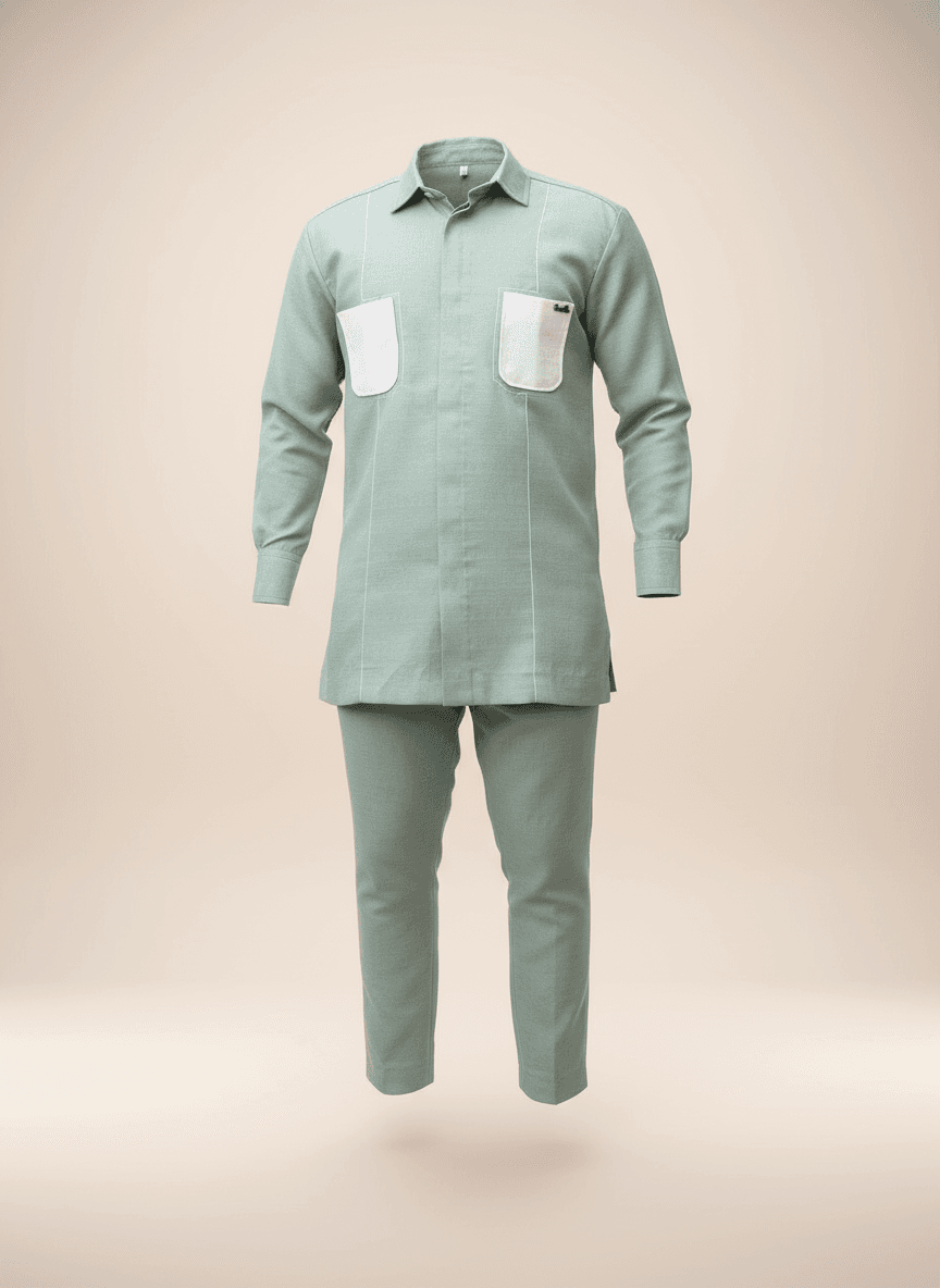Pale Green Linen Two-Piece Set