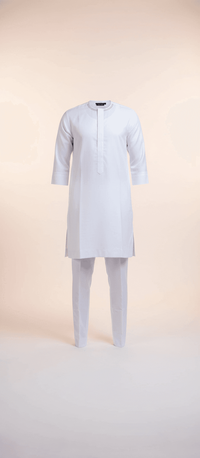 Pure White Cotton Caftan Set
