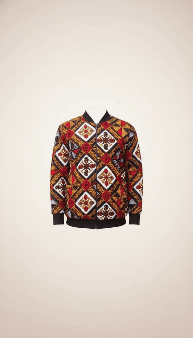 Vibrant Ankara Wax Print Bomber Jacket