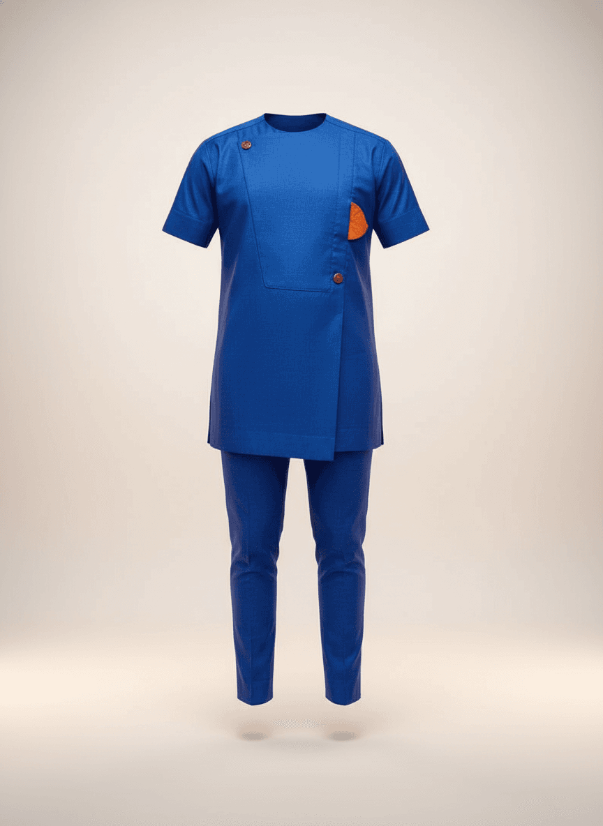 Vibrant Royal Blue Cotton Two-Piece Set
