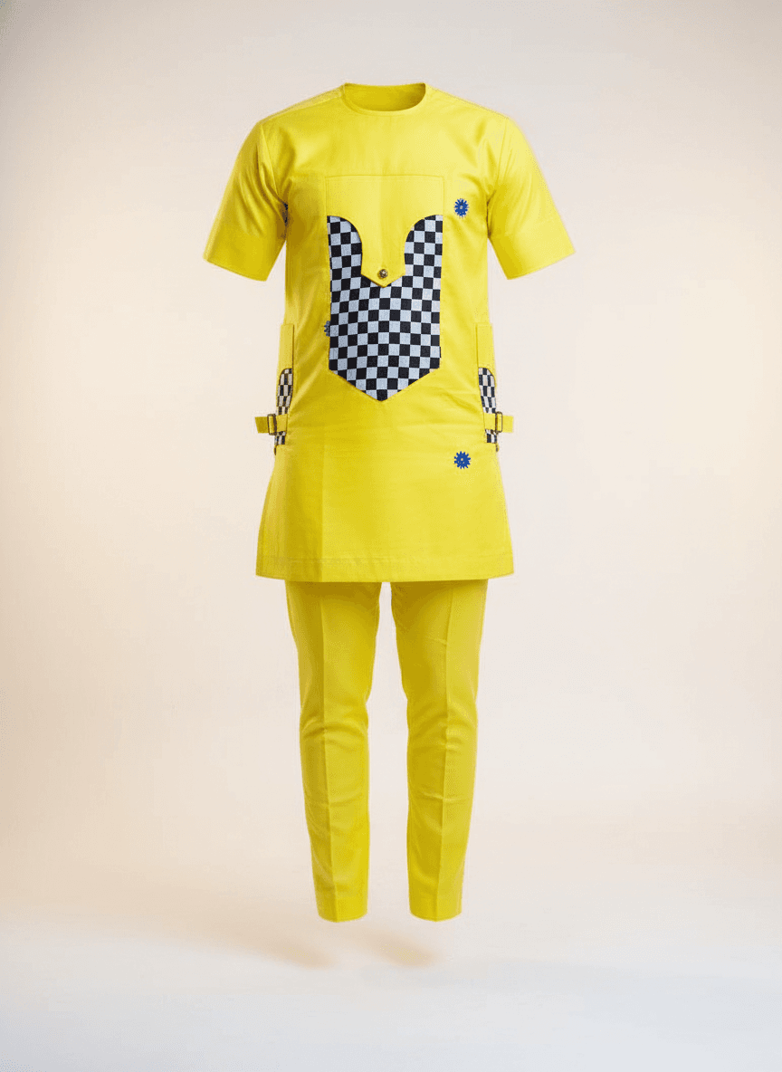 Vibrant Yellow Two-Piece Cotton Set