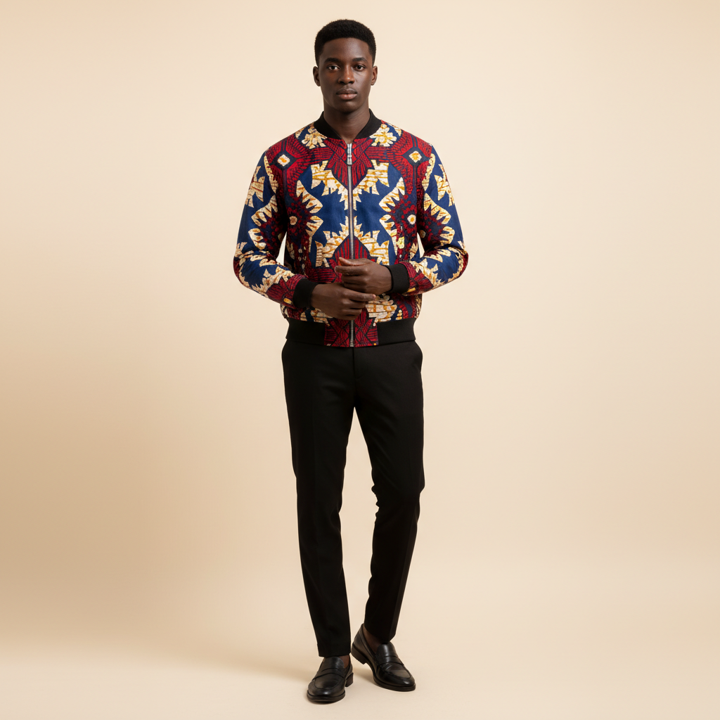 Ankara wax-print bomber