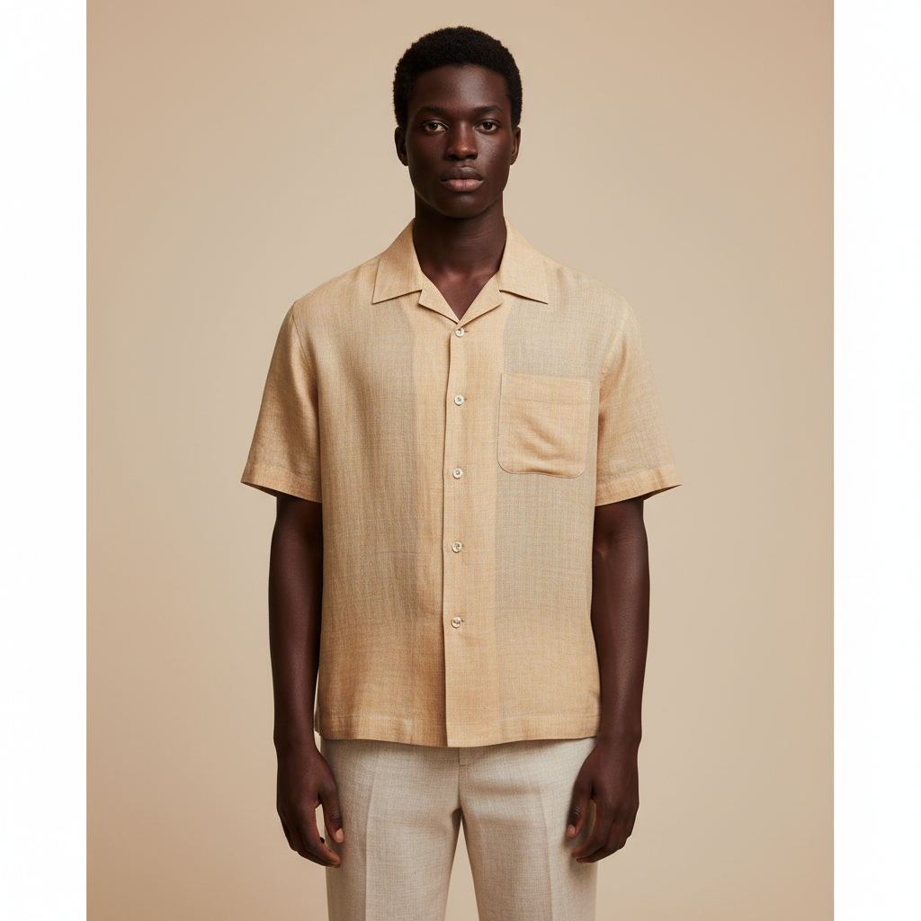 Camp-collar linen shirt
