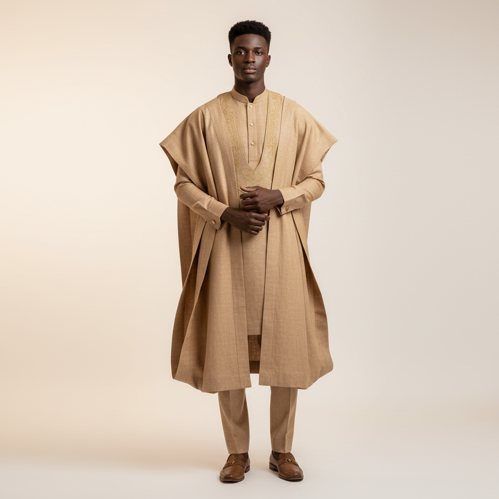 Natural linen agbada