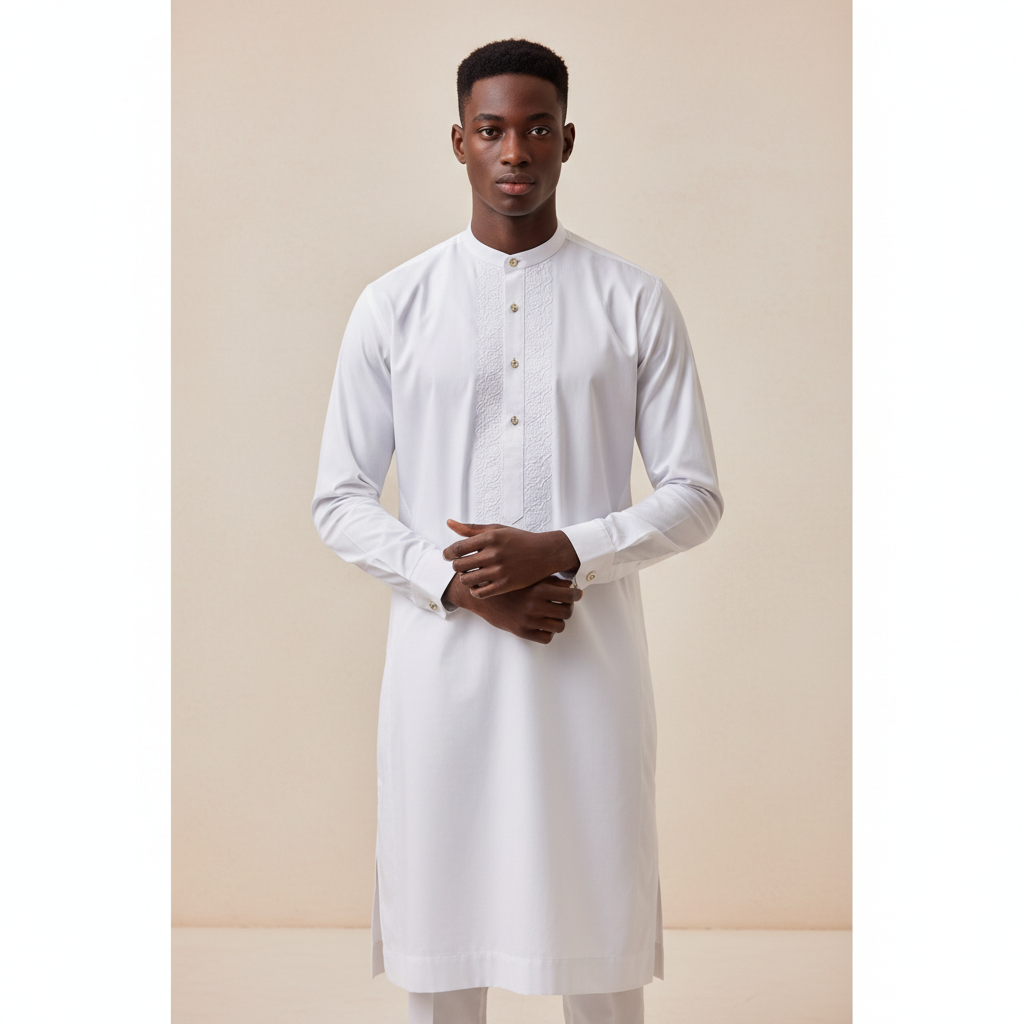Crisp white cotton kaftan